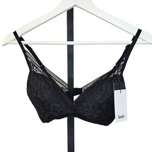 Knix Deep V Lace Bralette Size Medium NWT Black Fits Sizes 34 A -  34DD